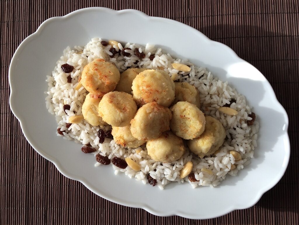Riso con polpette di merluzzo