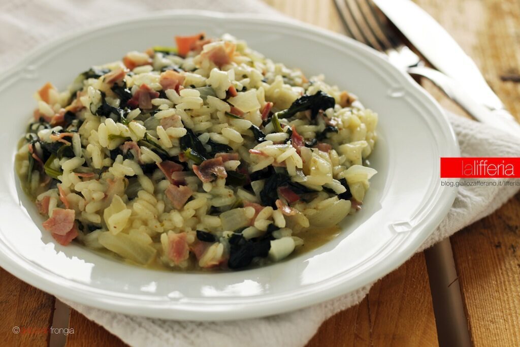 Riso con spinaci, asiago e prosciutto cotto