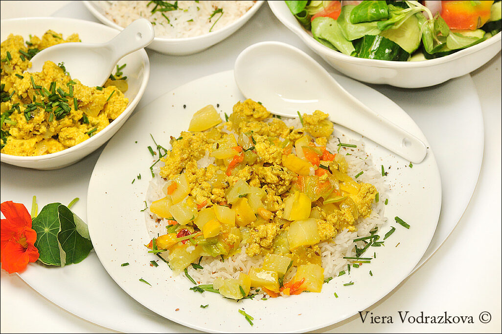 Riso con tofu e verdure dell’orto senza glutine