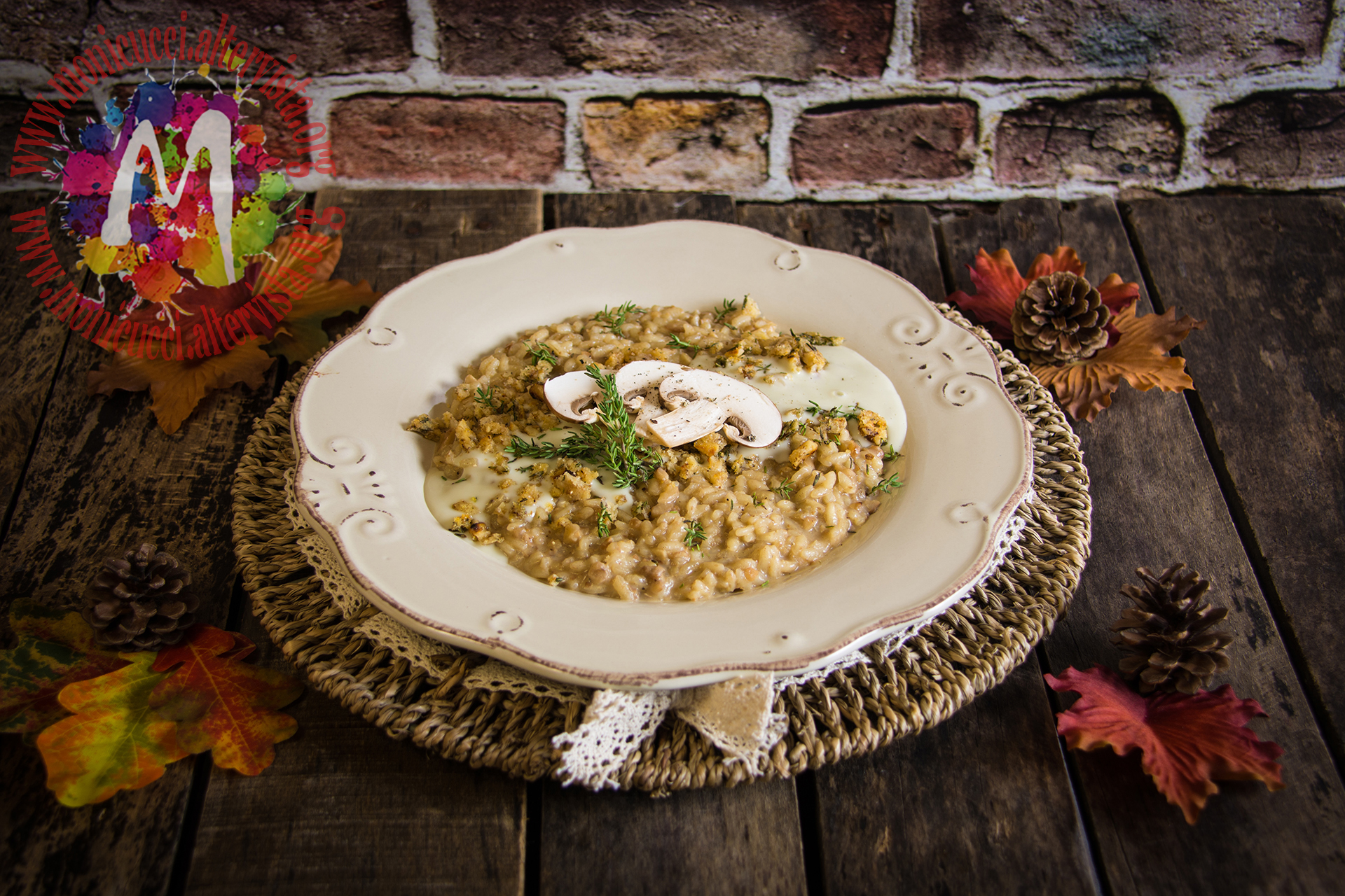 Riso d’autunno alle noci fresche con fonduta e carpaccio di funghi – i menù del sorriso