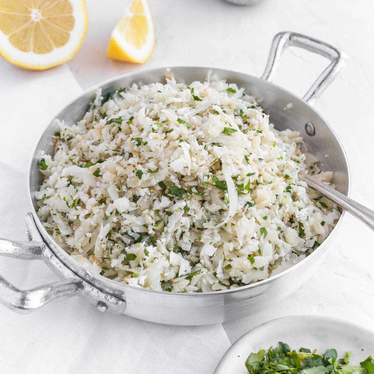Riso di cavolfiore con prezzemolo e limone
