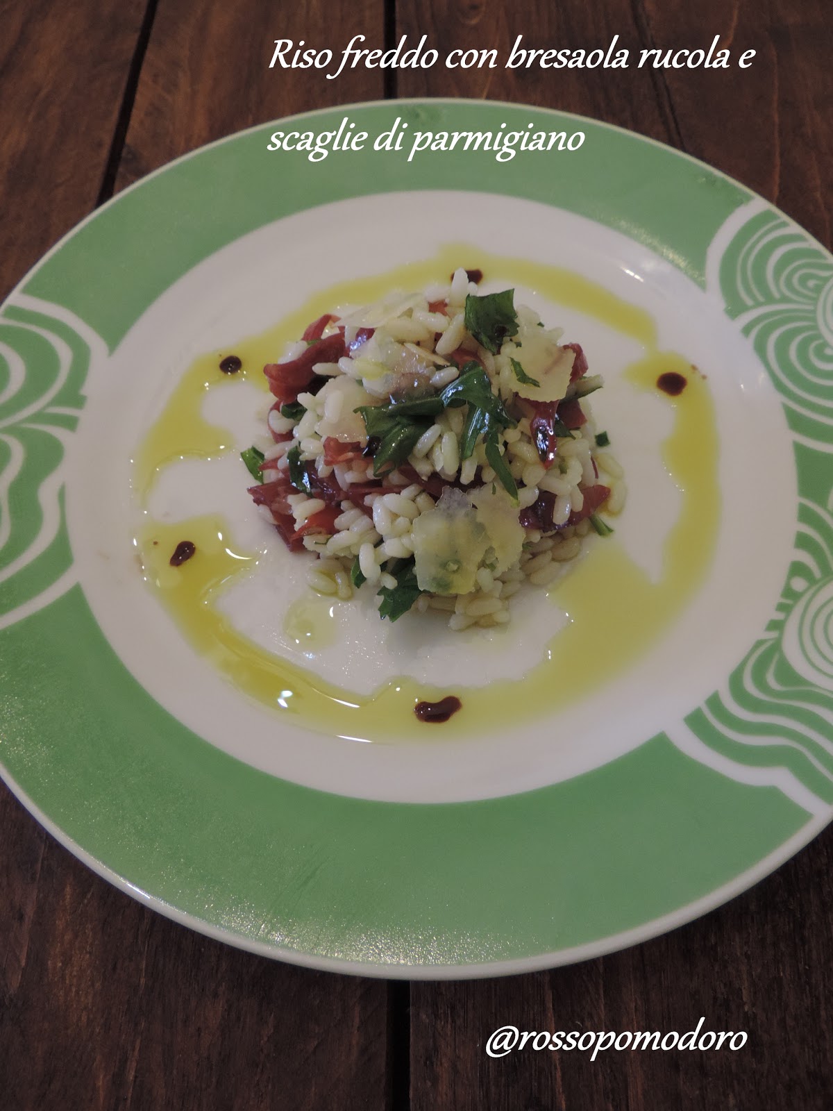 Riso freddo con bresaola rucola e scaglie di parmigiano