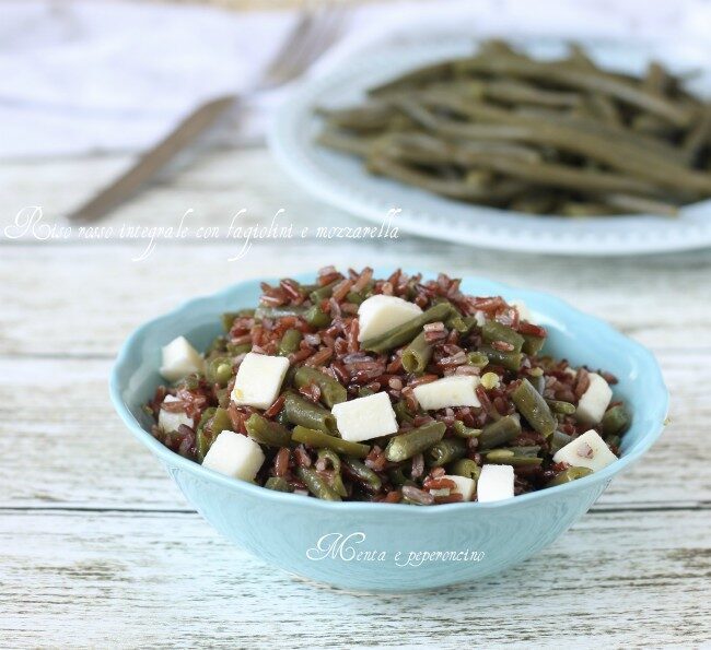Riso rosso integrale con fagiolini e mozzarella