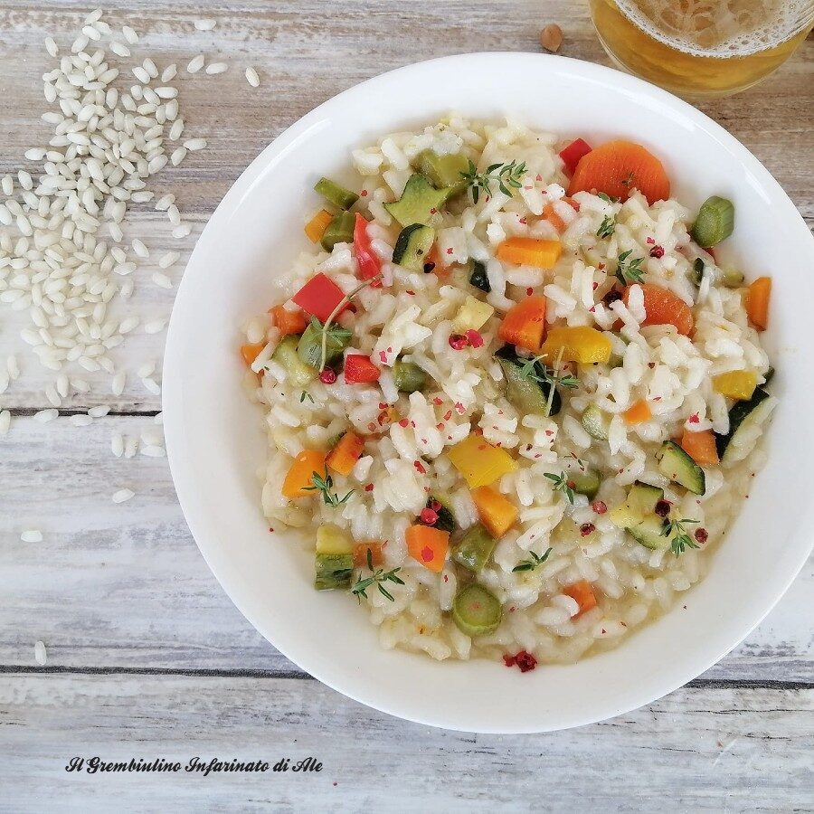Riso vegetariano alla birra e taleggio