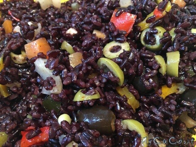 Riso venere a vapore con condimento light di verdure (insalata di riso) col cuco
