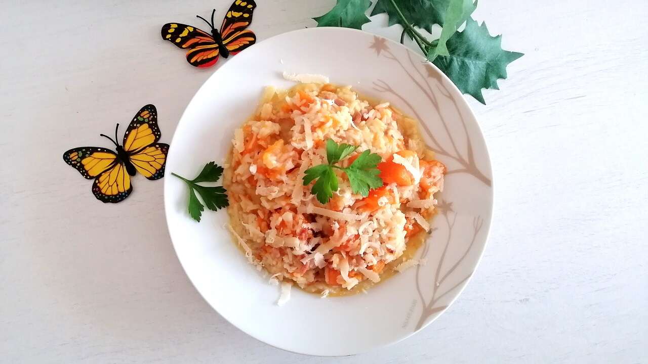 Riso zucca e speck bimby, saporito e cremoso