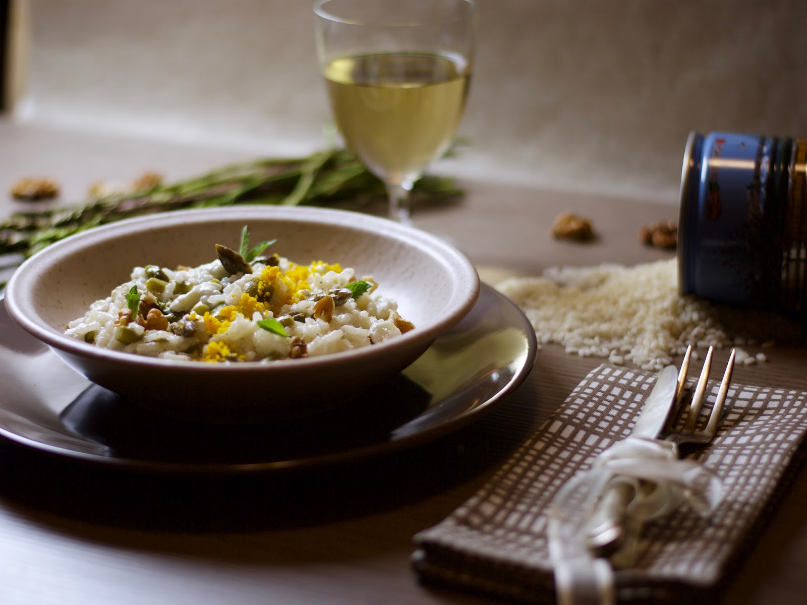 Risotto agli asparagi, caprino e menta