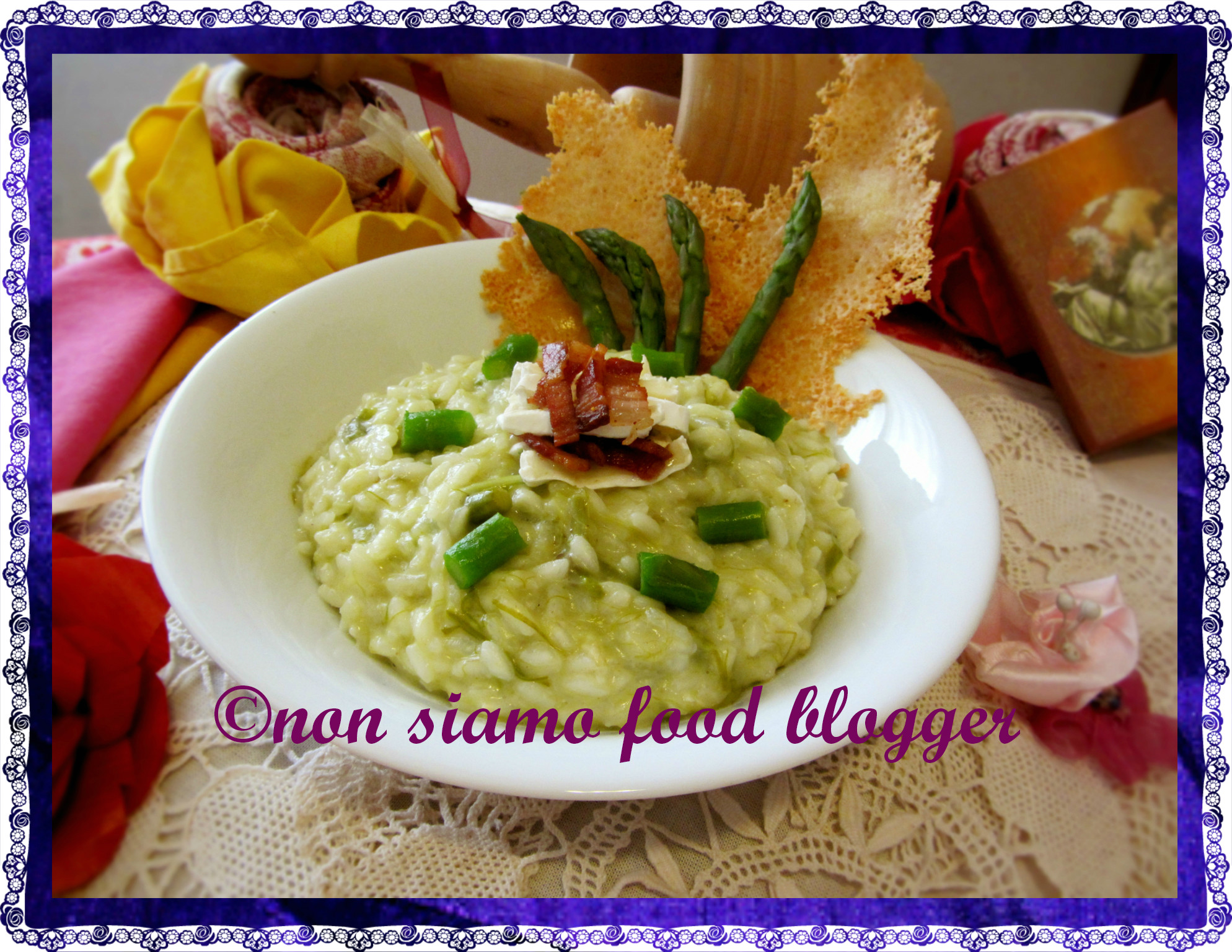 Risotto agli asparagi con brie e pancetta croccante