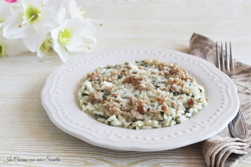 Risotto agli spinaci e salsiccia