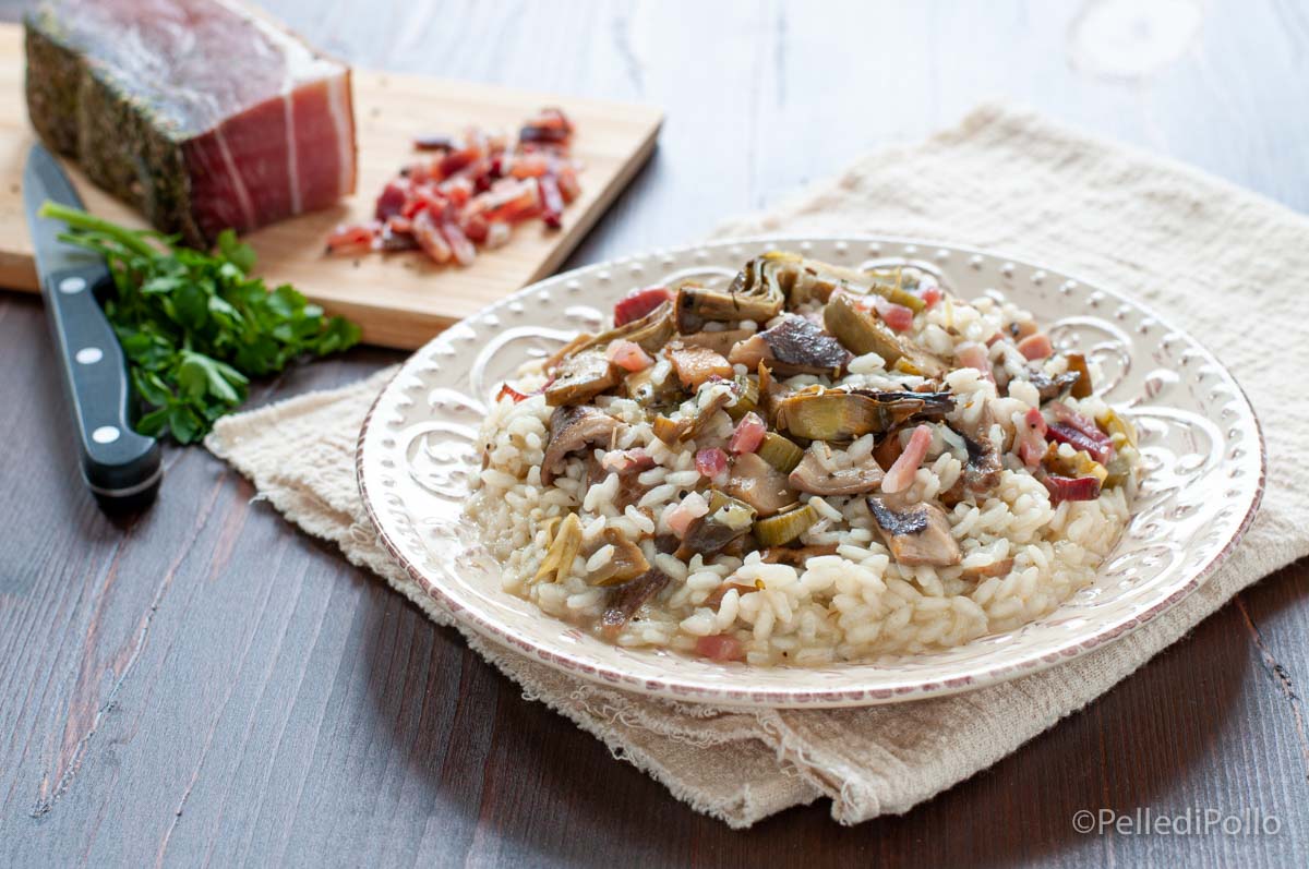 Risotto ai carciofi e funghi cardoncelli