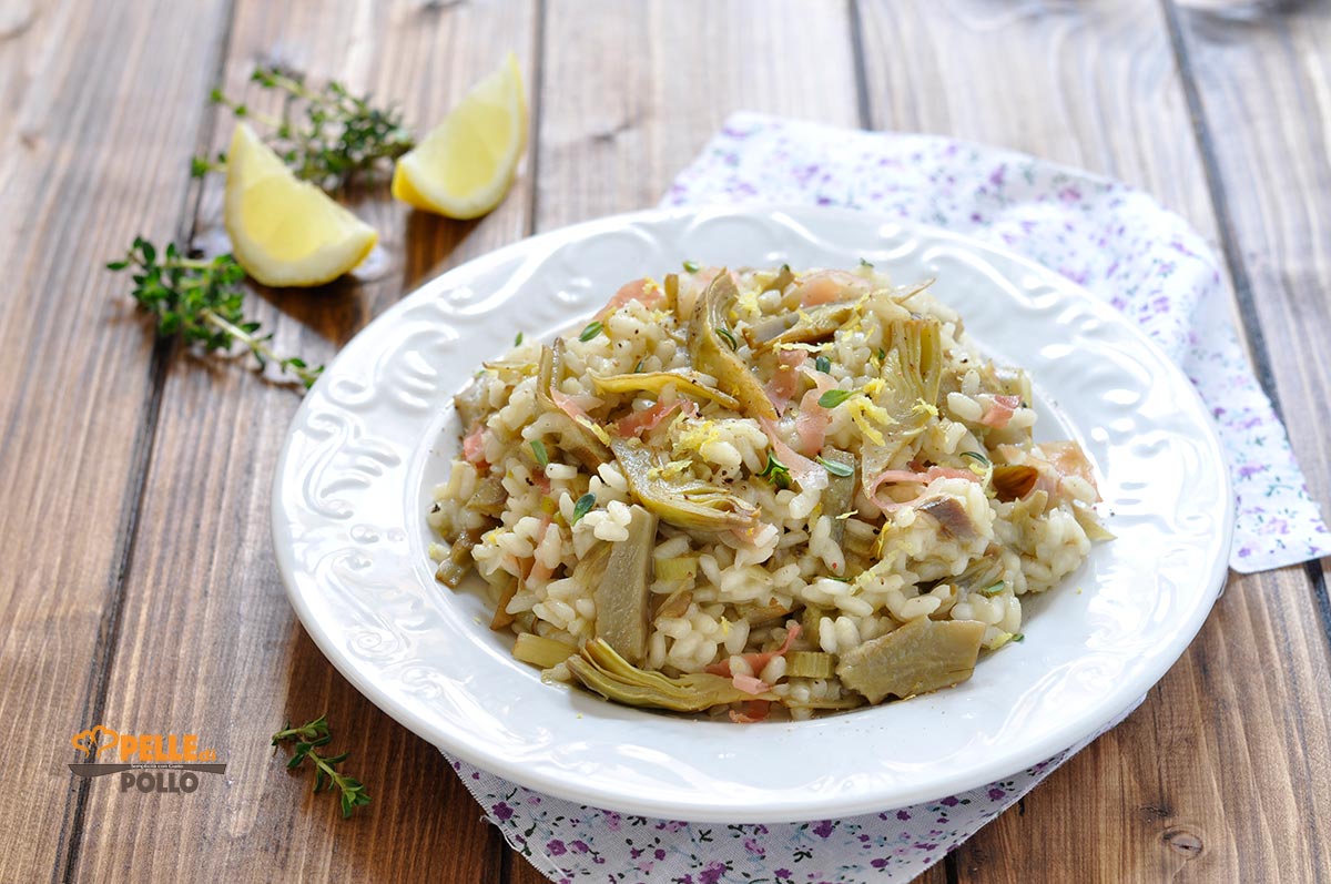Risotto ai carciofi speck e limone