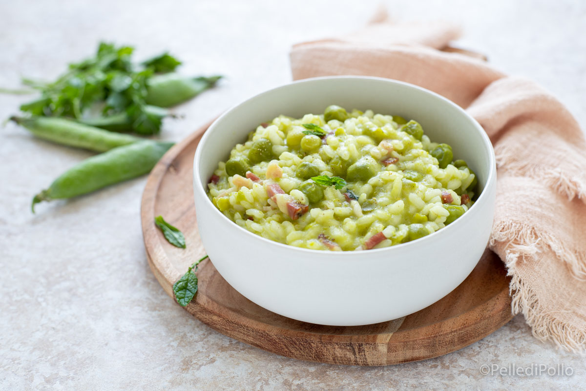Risotto ai piselli con pancetta e menta