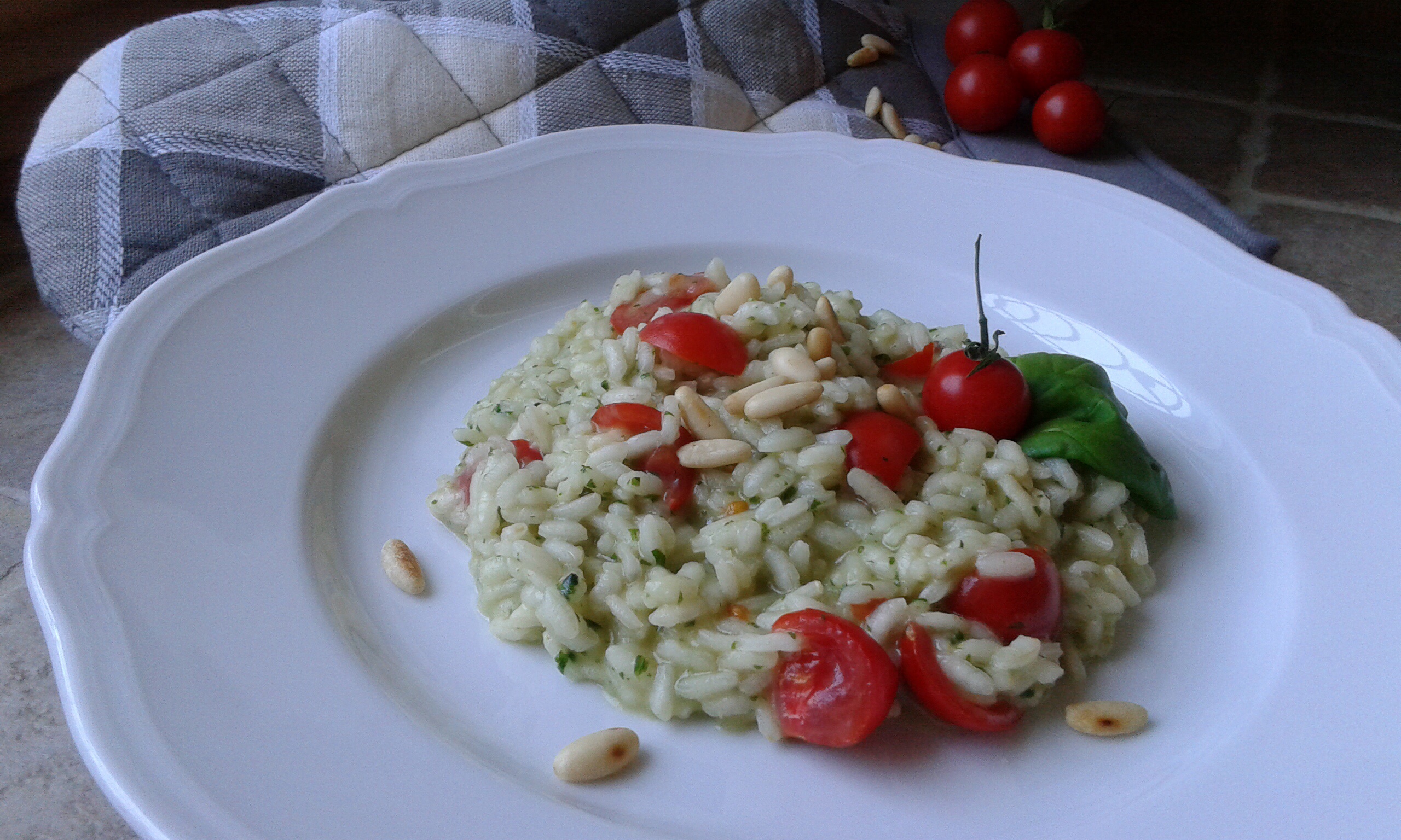 Risotto al basilico con pachino