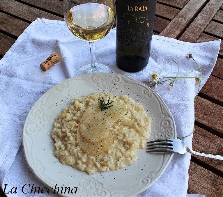 Risotto al gavi, pere e robiola