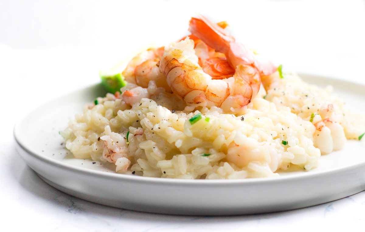 Risotto al lime con gamberoni