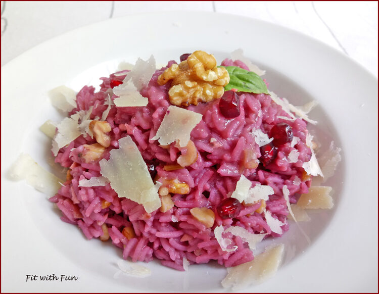 Risotto al melograno con grana noci e miele