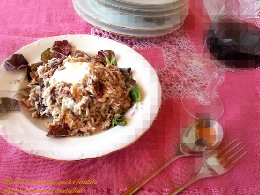 Risotto al radicchio speck fonduta