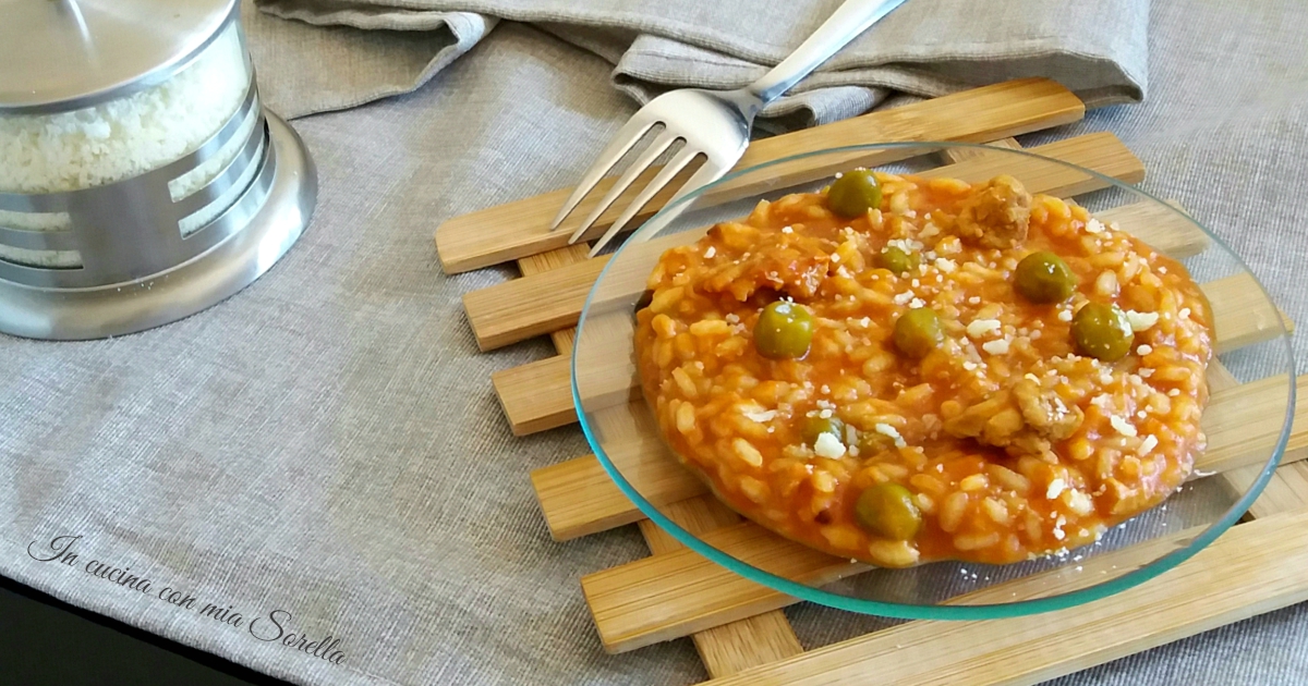 Risotto al ragù di piselli e carne