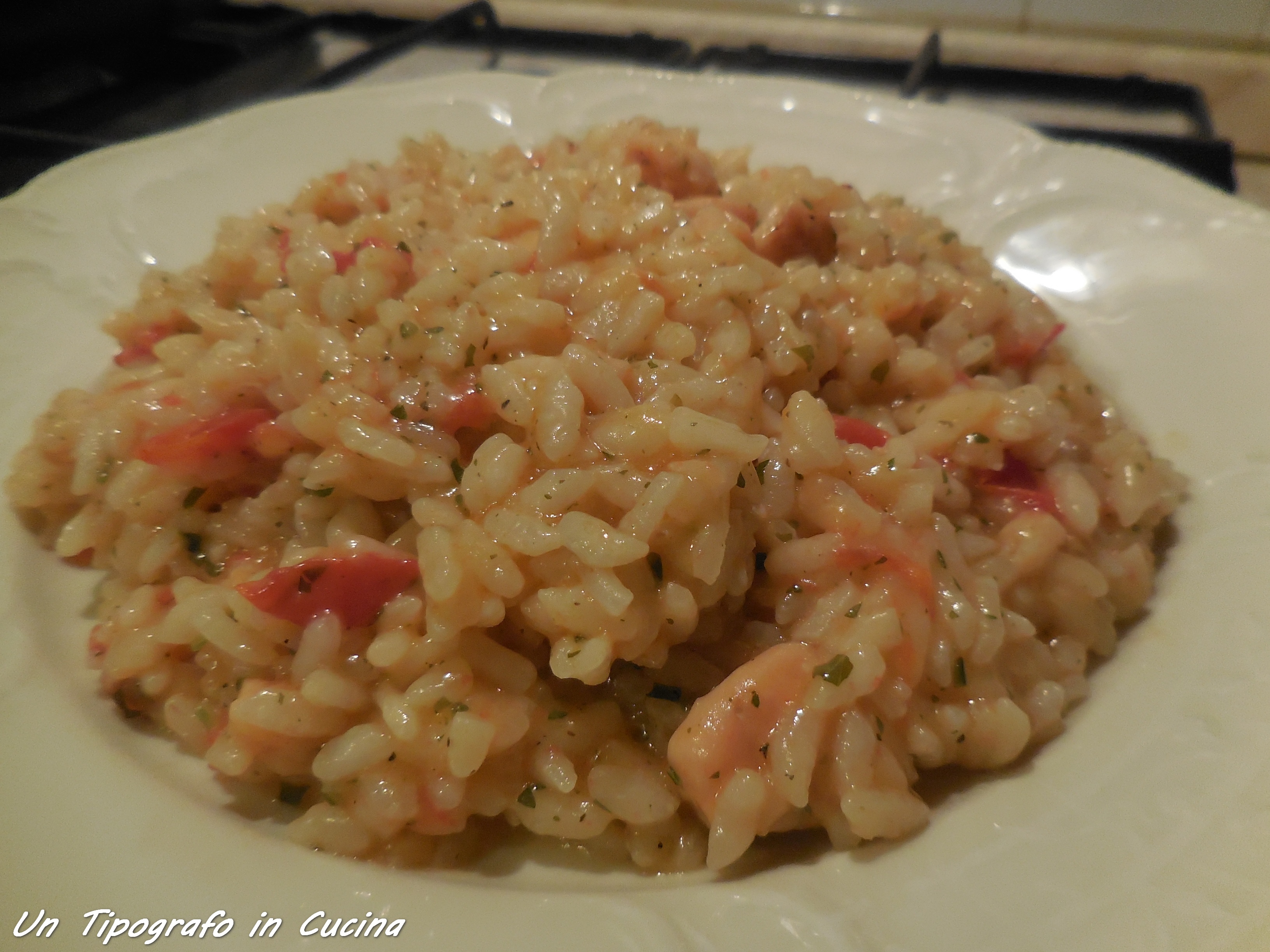Risotto al salmone affumicato e pomodorini freschi, sfumato con dellago selection ginger rose…