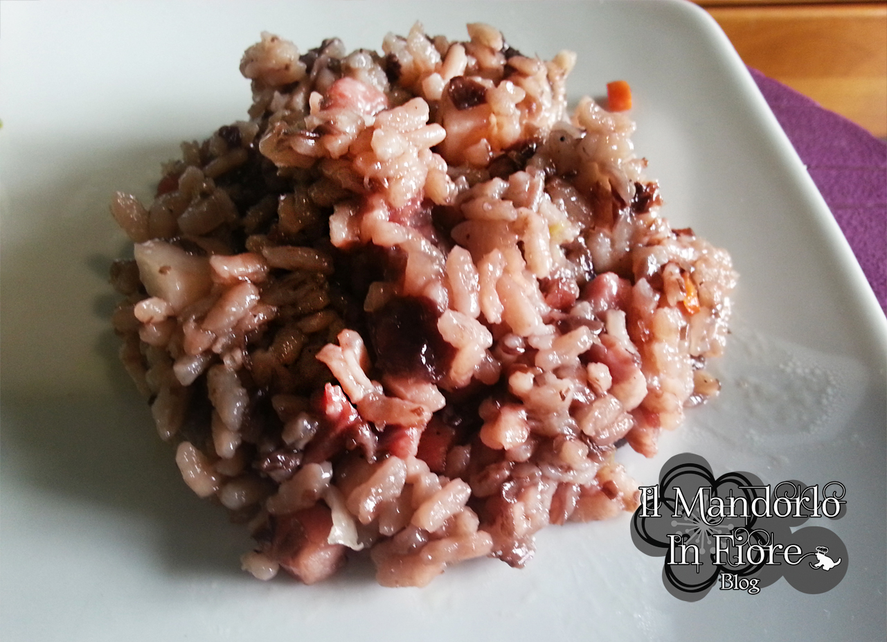 Risotto alla crema di radicchio e guanciale