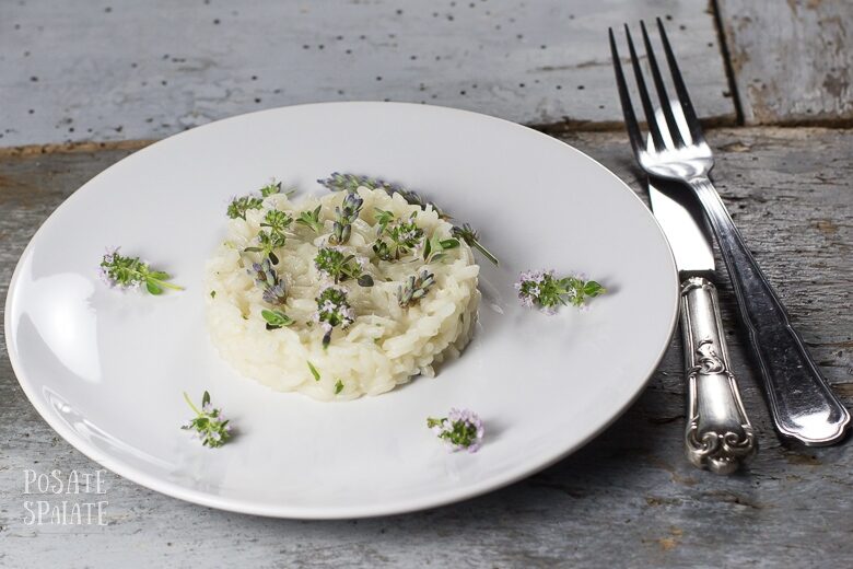 Risotto alla lavanda, erbette e champagne