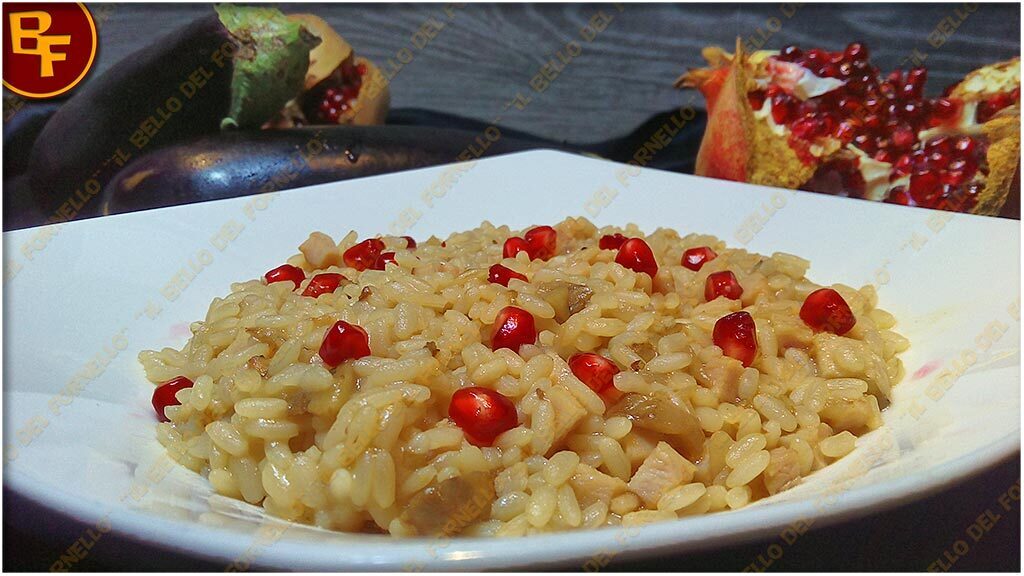 Risotto alla melagrana e melanzana