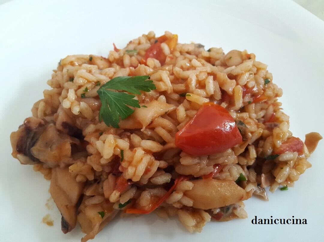Risotto alla pescatora rosso (con pesce surgelato)