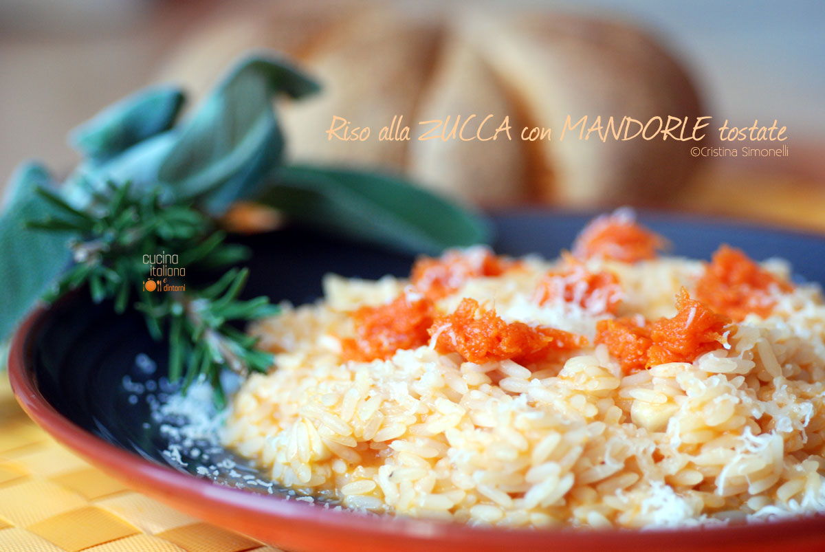 Risotto alla zucca con mandorle tostate, ricetta vegetariana