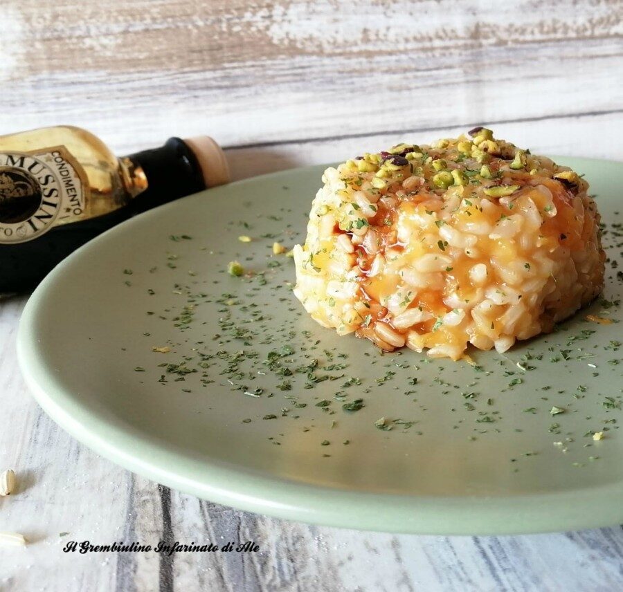 Risotto alla zucca con pistacchi e aceto balsamico