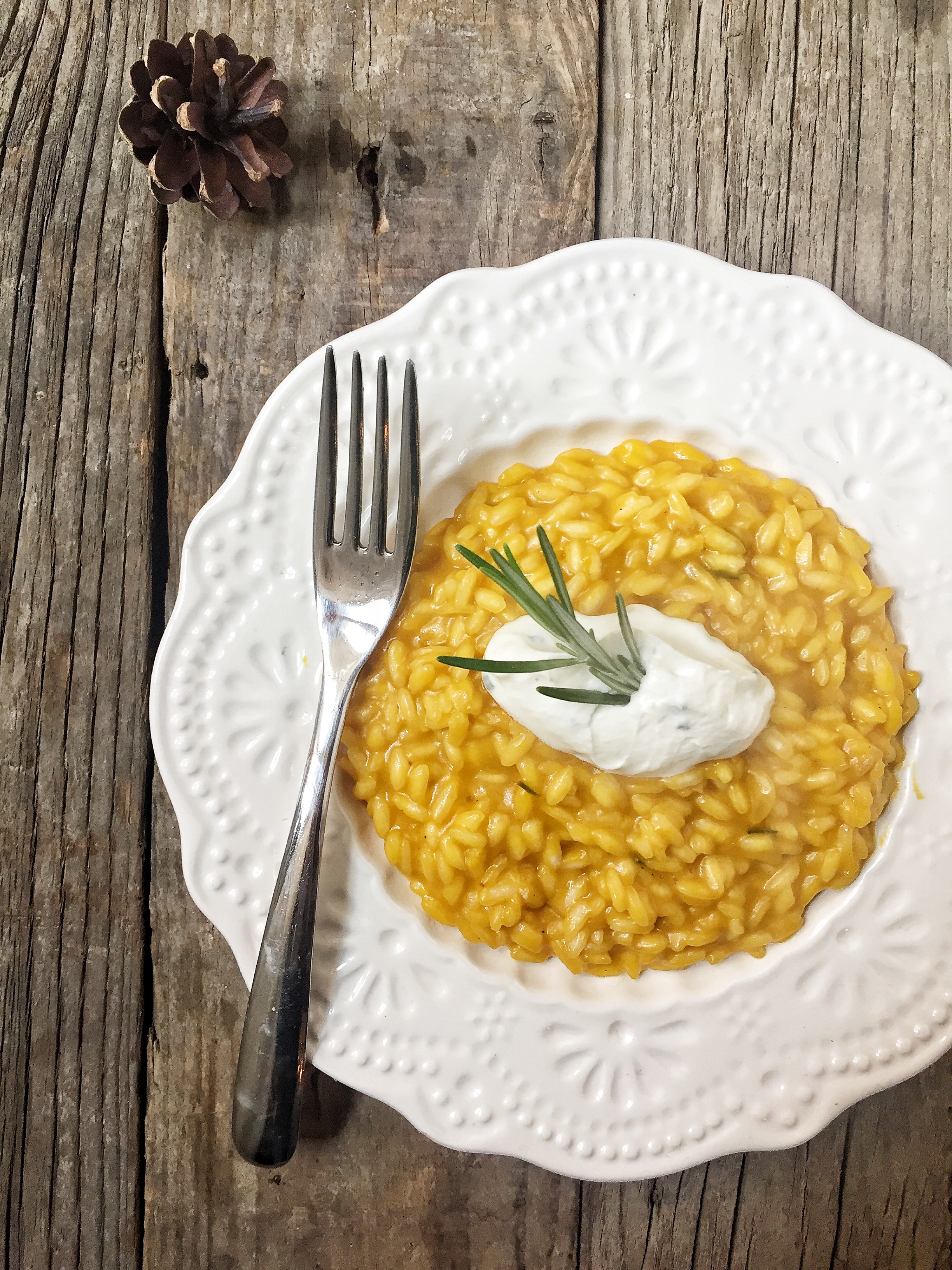 Risotto alla zucca con quenelle di robiola