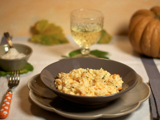 Risotto alla zucca e erbe aromatiche e zenzero