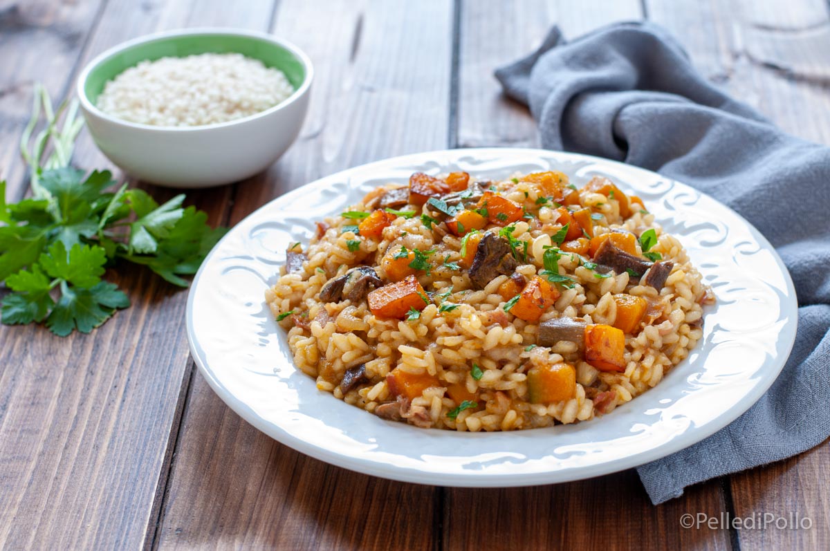 Risotto alla zucca e funghi porcini