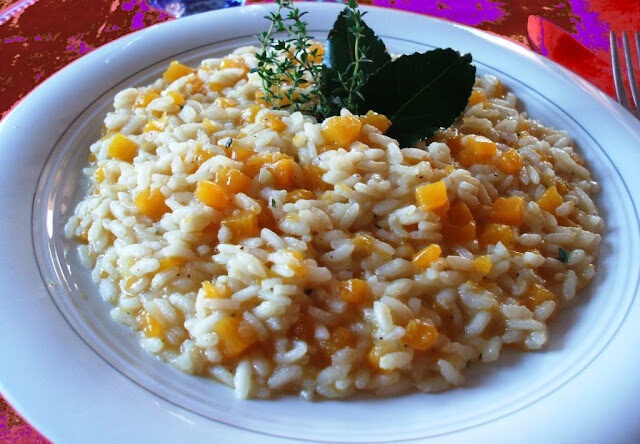 Risotto alla zucca, timo e profumo d’alloro