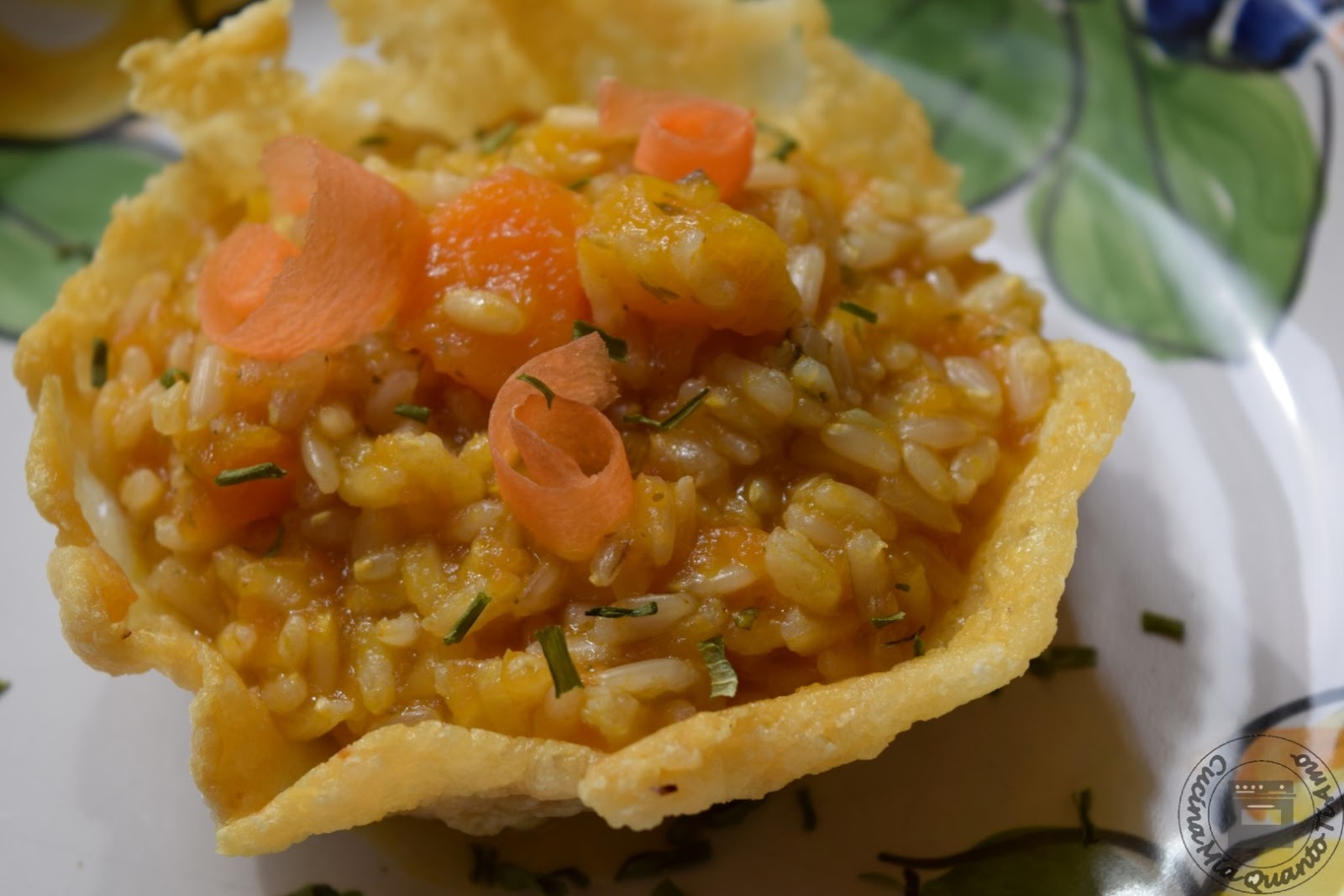 Risotto alle carote in cialda di parmigiano reggiano