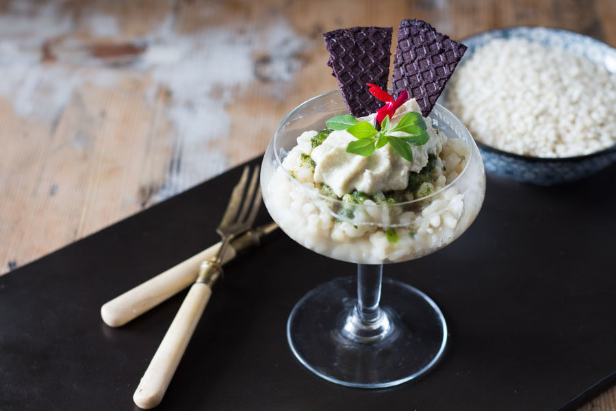 Risotto alle erbe aromatiche con crema alla vicentina
