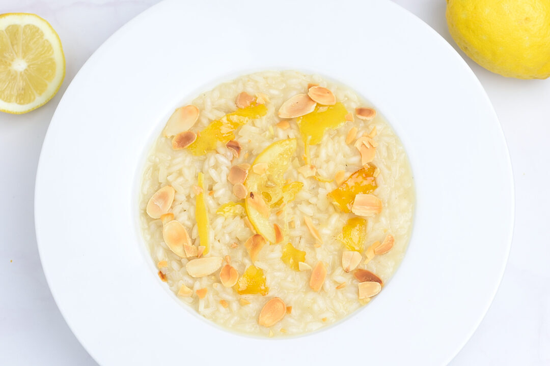 Risotto alle mandorle e limone caramellato