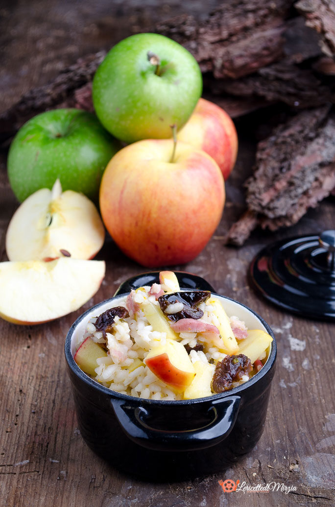 Risotto alle mele prugne e speck