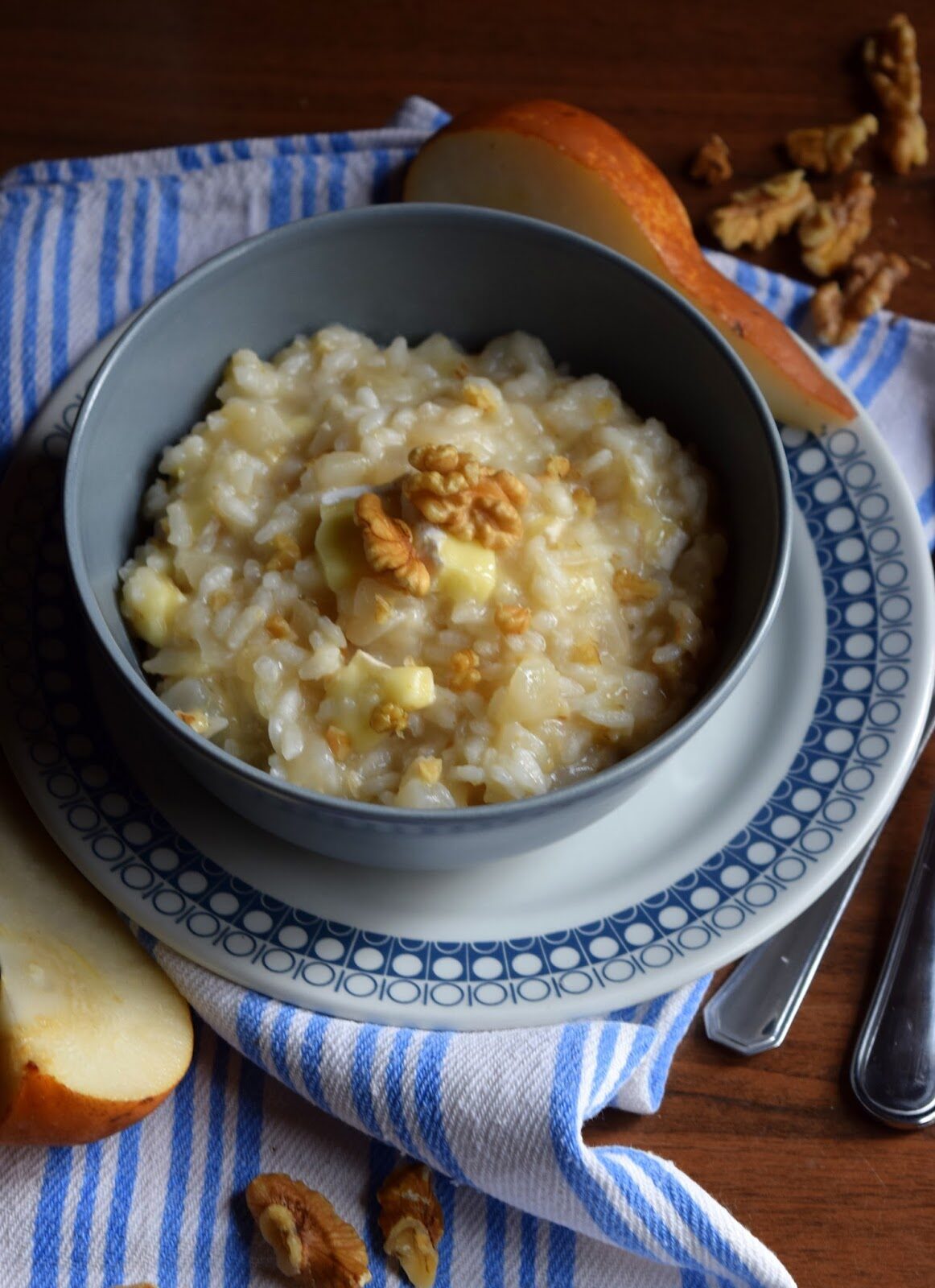 Risotto alle pere, brie e noci