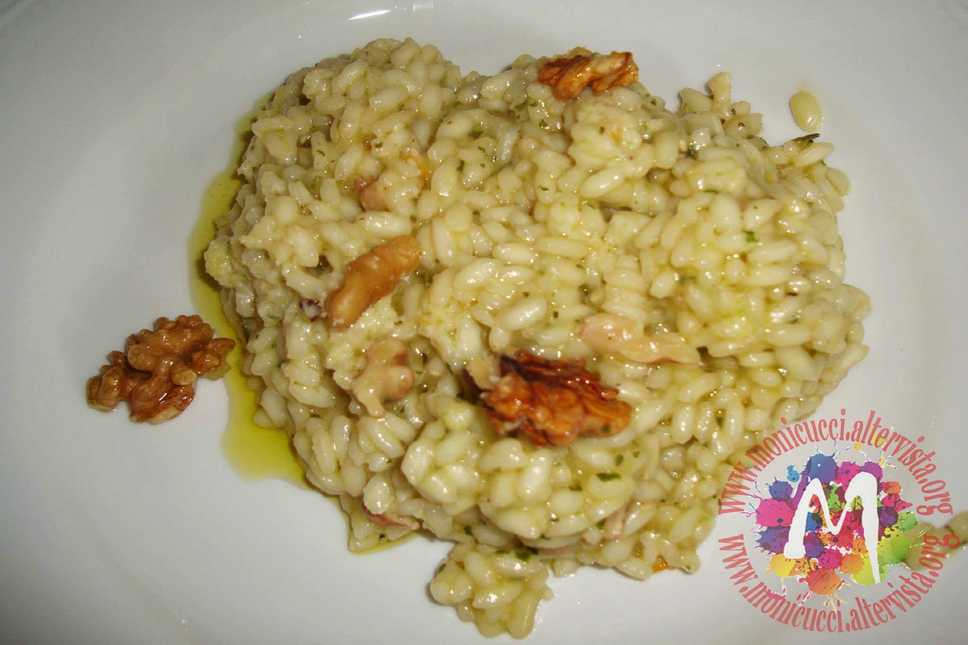 Risotto alle pere e gorgonzola con miele e noci