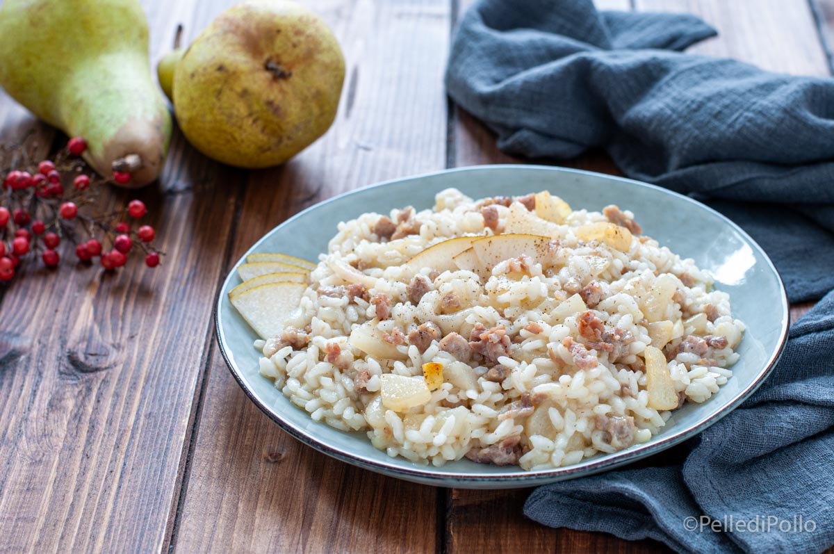 Risotto alle pere e salsiccia