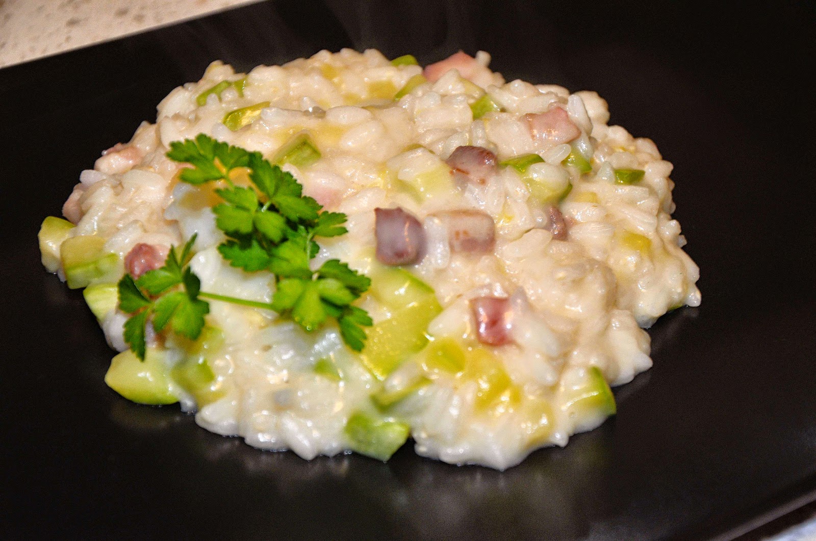 Risotto alle zucchine e pancetta affumicata …… alla fauraz