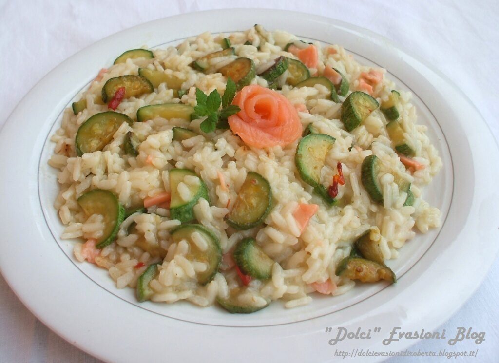 Risotto  alle zucchine e salmone affumicato