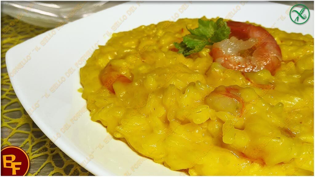 Risotto allo zafferano con gamberi
