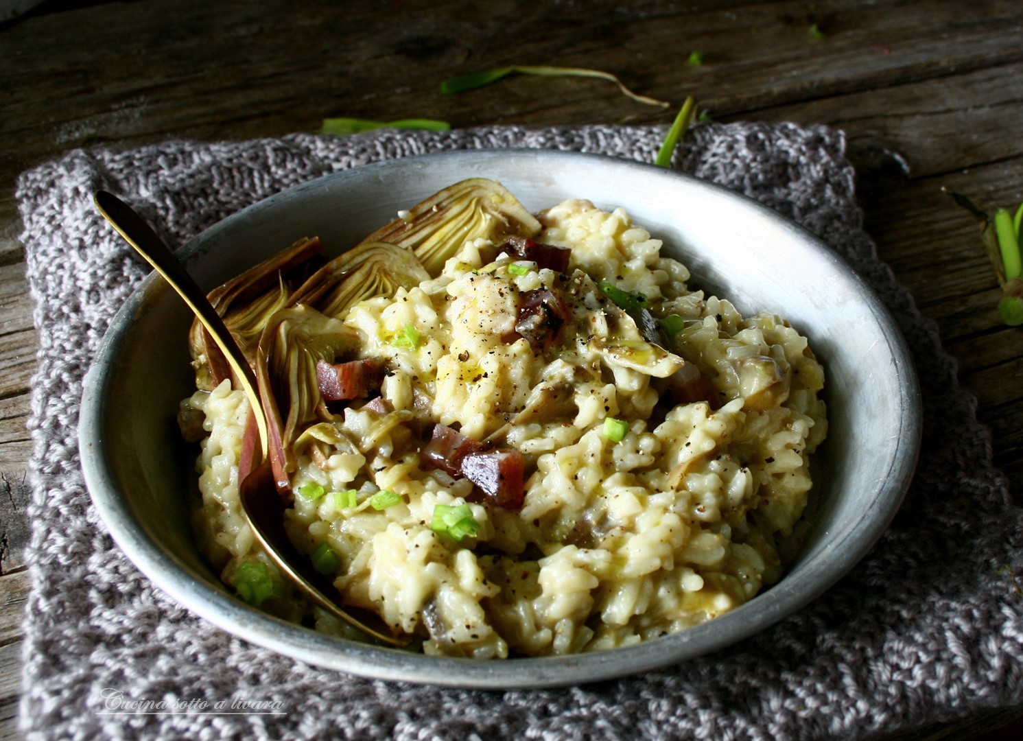 Risotto carciofi e carbonara