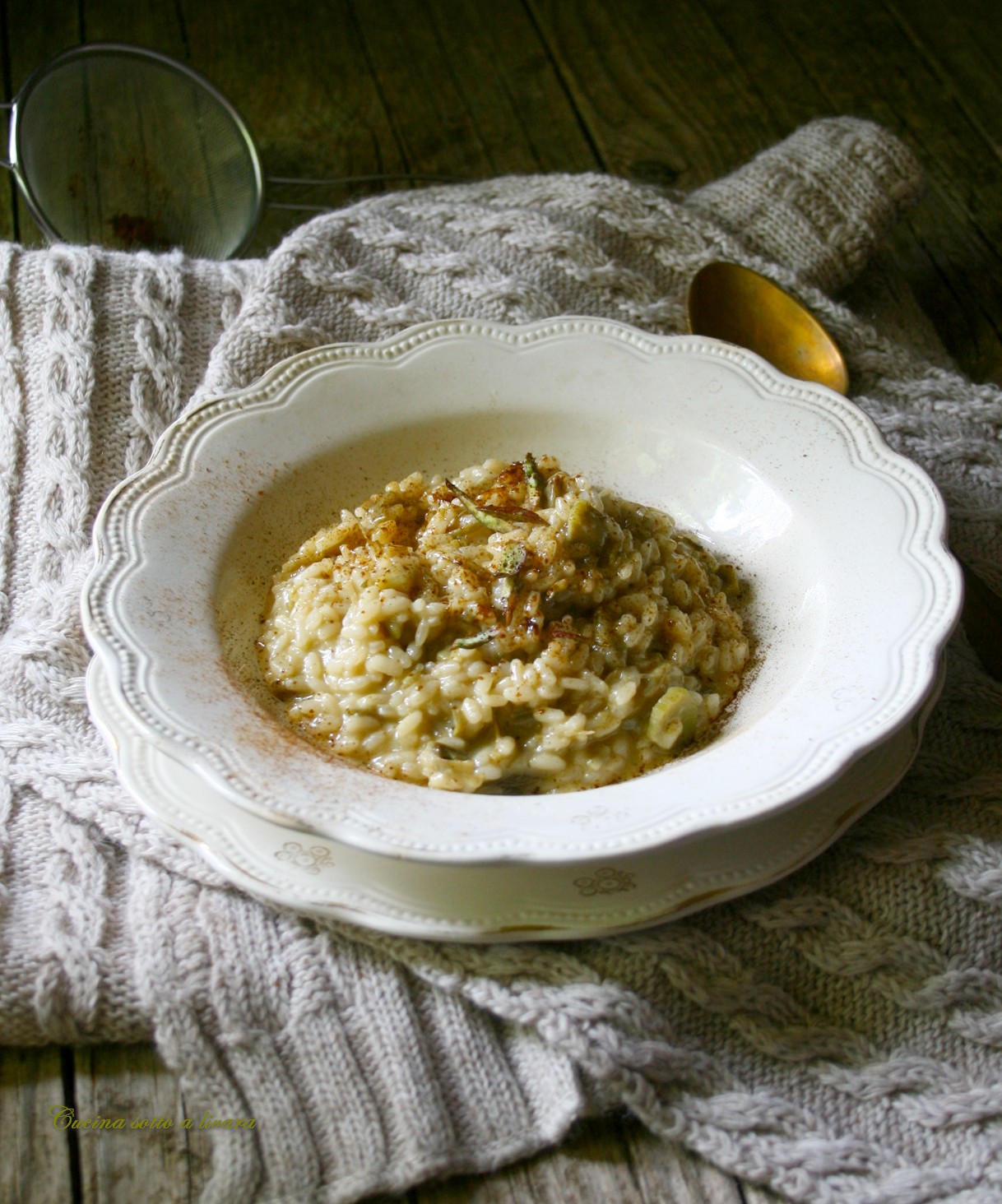 Risotto carciofi e liquirizia