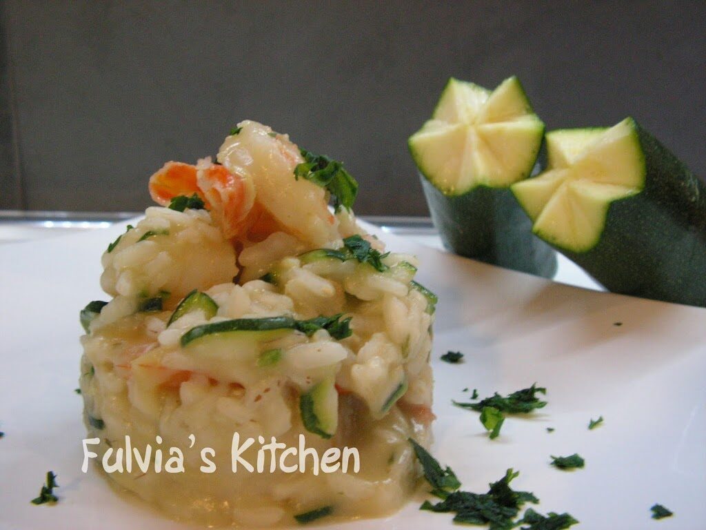 Risotto code di gamberi e zucchine
