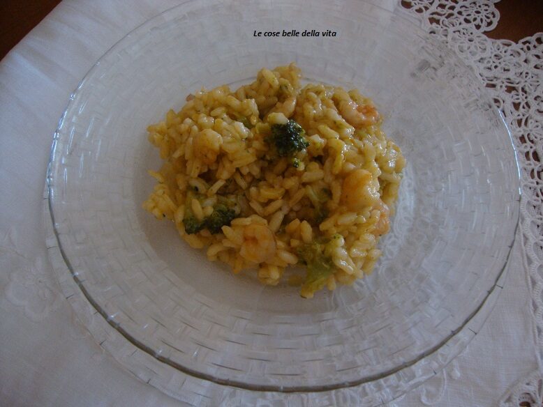 Risotto con broccoli e gamberetti