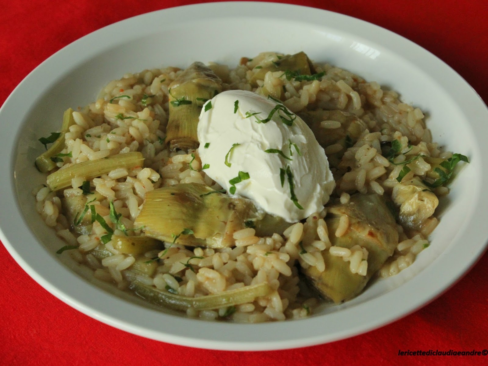 Risotto con carciofi e formaggio fresco light