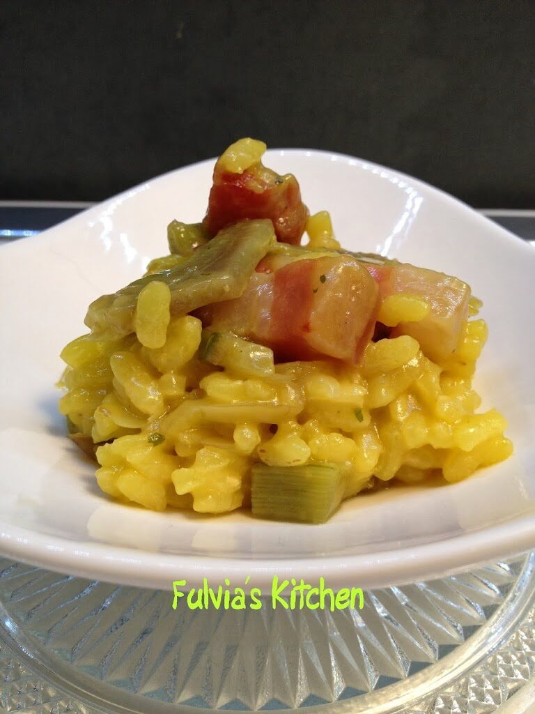Risotto con carciofi e pancetta affumicata