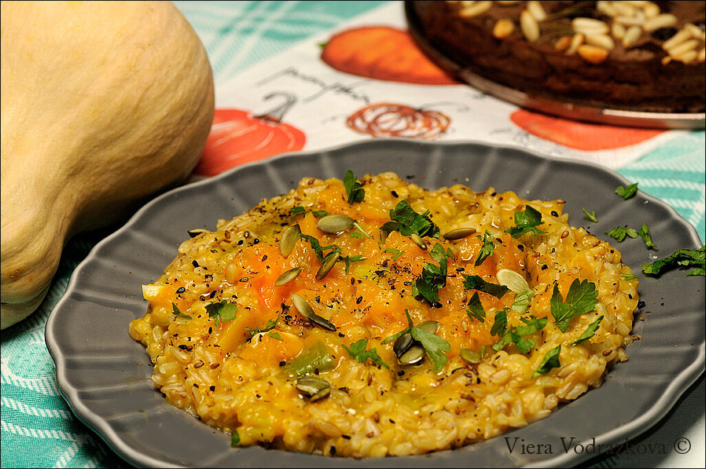 Risotto con con zucca e porri senza glutine